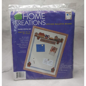 Vintage Alice Peterson Home Creations Cross Stitch Kit Kitchen Bulletin Board